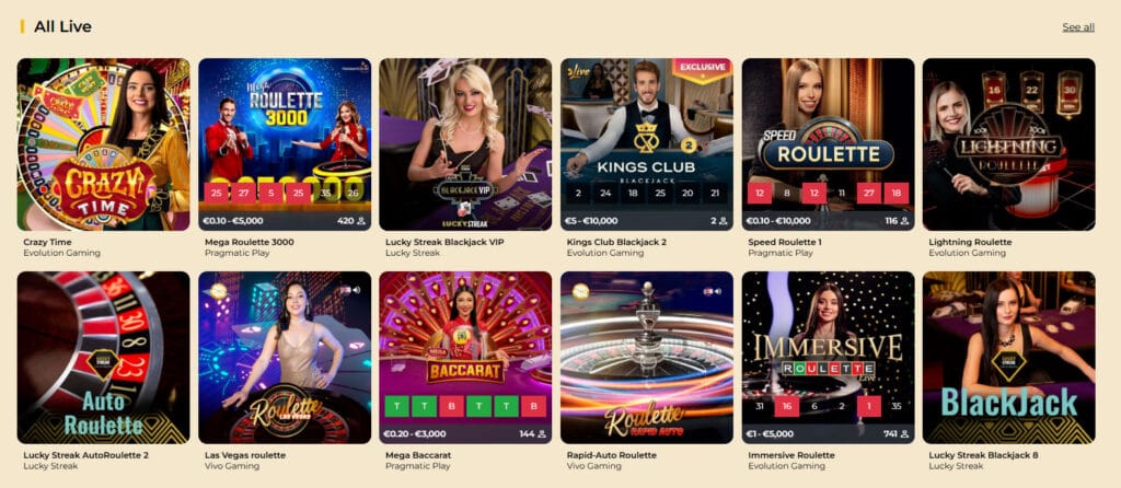 Live casino WinMega Casino